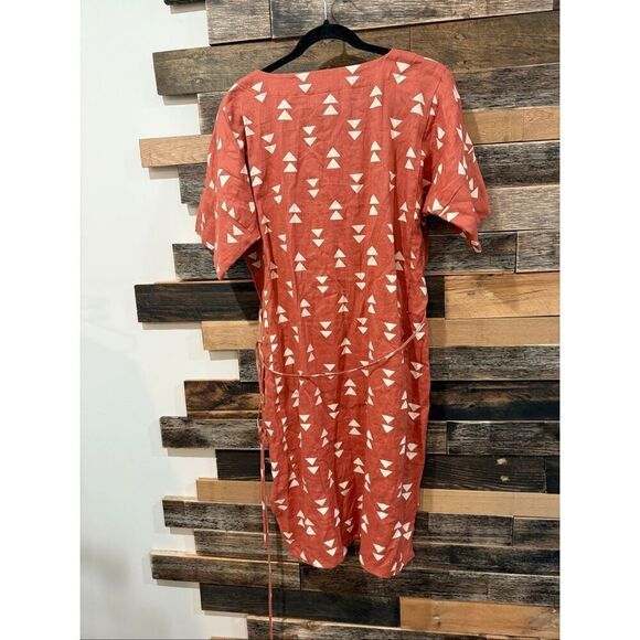 Lisa Bayne rust/orange linen dress lagenlook size Medium Petite - Picture 2 of 8